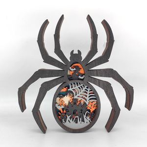 Décoration d'Halloween artisanale <span class=keywords><strong>en</strong></span> <span class=keywords><strong>bois</strong></span> sculpté : Citrouille, Araignée, Animaux – Art mural et d'appoint pour la maison - Product Image 5