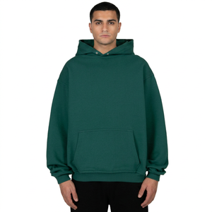 Sudadera con capucha corta personalizada de invierno para hombre, de felpa francesa gruesa, lisa, oversize, de corte holgado, de algodón de alto gramaje 2026 - Product Image 1