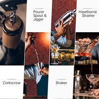 Outils de mixologie pour la préparation de boissons, kit de barman, ensemble de shaker Boston avec acier inoxydable 304 et support en bois de bambou, respectueux de l'environnement