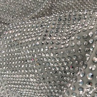 Vente en gros d'usine de tissu stretch strass SS10 tissu cristal argenté pour vêtements chaussures sacs