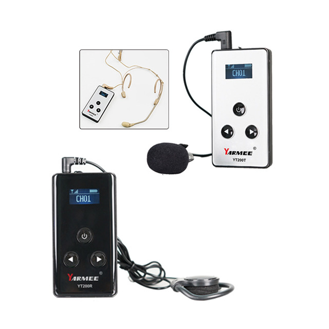 YARMEE One Set Handheld Portable Radio Wireless Tour Guide Audio System YT200 (2 Transmitters and 30 Receivers)