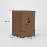 Boîte cadeau parfum en lin brun texturé personnalisée avec support de présentation et logo