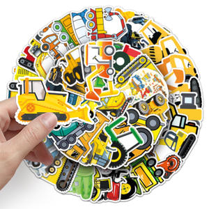 Directo de fábrica, 50 Uds., camión de dibujos animados, excavadora, pegatinas impermeables de PVC, gran oferta, etiquetas de embalaje para vehículos de construcción - Product Image 2