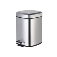 Poubelle à pédale carrée en acier inoxydable 8L à fermeture souple pour salon et bureau Poubelle à pédale WBS014