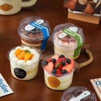 Mini Taza de Plástico de 150 ml para Pudín, Caja de Plástico para Empacar, Taza para Postre de Crema, Taza para Pastel de Mousse PET con Cuchara