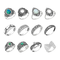 Nouveauté Bijoux Classiques Tendance Argent Sterling 925 Ensemble de Bagues avec Turquoise pour Hommes et Femmes Cadeau de Mariage et de Fête
