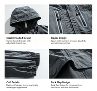 Veste technique à capuche pour homme, 100% polyester, gris foncé, style techwear Gorpcore, poches verticales doubles avec fermeture éclair, imperméable, personnalisable OEM