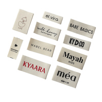 Étiquettes tissées en coton de haute qualité pour vêtements, personnalisées avec logo de marque privée, pliées en bout, pour col et ourlet