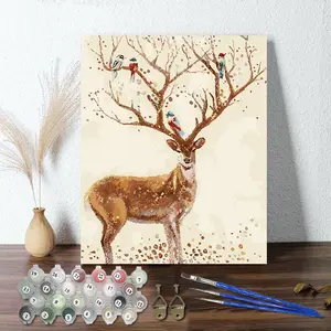 거실 장식 디지털 유화 사슴 쉬운 페인트 친환경 재료