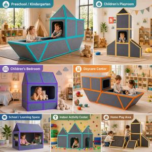 Pack de panneaux carrés magnétiques avec aimants intégrés, se connectent facilement, en fibre de polyester, écologiques, nécessite un grand ensemble - Product Image 6