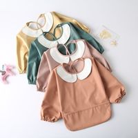 Tersedia layanan OEM bayi, Bib PU lengan panjang tahan air dengan kerah