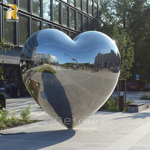 RELONG оптовая продажа полированная большая скульптура сердца из нержавеющей стали для украшения курортного ландшафта - Product Image 2