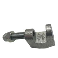 Pince de fixation industrielle, certifiée UTT BC2 FM UL, finition galvanisée/noire, acier au carbone et fonte ductile QT450 pour support structurel