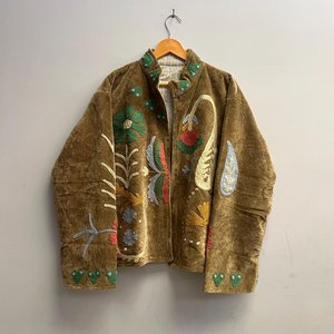 Luxury <b>Silk</b> Velvet Suzani Embroidered <b>Jacket</b> Vintage Kashmiri Boho Winter <b>Kimono</b> Coat Women Ethnic Long Cardigan Wholesale - Product Image 1