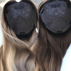 100% Châu Âu tóc con người làm nổi bật tóc vàng lụa cơ sở hairpiece tay-tied lụa cơ sở Topper cho rụng tóc phụ nữ - Product Image 3