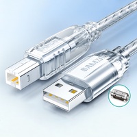 Cable USB Transparente SAMZHE para Impresora, Cable Conector USB-A a USB-B con Núcleos de Ferrita Dobles AM/BM para Impresoras HP, Canon y Epson