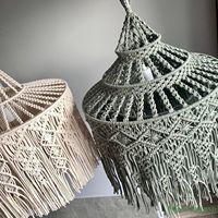 Abat-jour suspendu luxueux en macramé tissé 100 % coton, style bohème, respirant, antistatique, soluble dans l'eau, tricoté à la chaîne, pour la maison