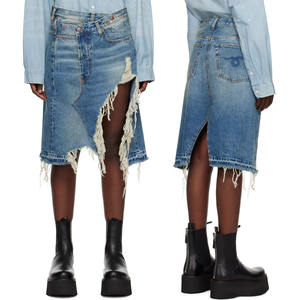 Minifalda de mezclilla lavada azul estilo YK2 Faldas de mezclilla para mujer que no se estiran y desgastan - Product Image 1