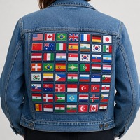 Lot de 53 patchs brodés 3D drapeaux de pays, personnalisables, thermocollants avec dos auto-agrippant pour veste en jean, cadeau