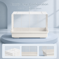 Cage à hamster durable à double compartiment avec plateau inférieur amovible, accessoires en fil d'acier ABS et bois, design moderne 47x30x30cm