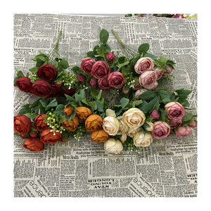 Bouquet de camélias artificiels Merlin 30cm-100cm, fleurs en soie avec bourgeons pour décoration de mariage et de maison - Product Image 5