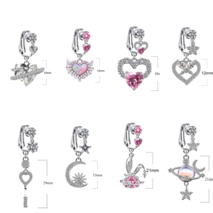 Gaby nuovo arrivo finto <span class=keywords><strong>piercing</strong></span> clip sul cuore finto <span class=keywords><strong>piercing</strong></span> nombril pancia all'ingrosso finto ombelico anello di moda gioielli - Product Image 2