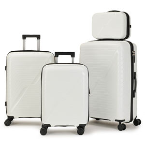 Ensemble de 4 valises rigides en PP, motif élégant en forme de Z, rose blush, roulettes pivotantes, valise de voyage légère pour femmes - Product Image 4