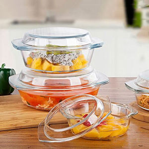 Horno <span class=keywords><strong>Microondas</strong></span> Cuencos Vajilla de cocina Cazuela con tapa Cazuela de vidrio redonda barata con asas - Product Image 6