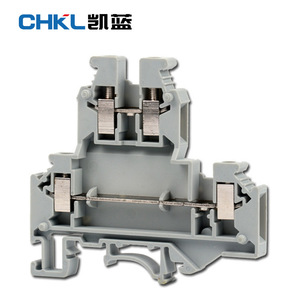 Bloc de bornes sur rail DIN Chkl Ukkb5, 2 pôles, 2-4 AWG, connexion par vis, double entrée/sortie - Product Image 1