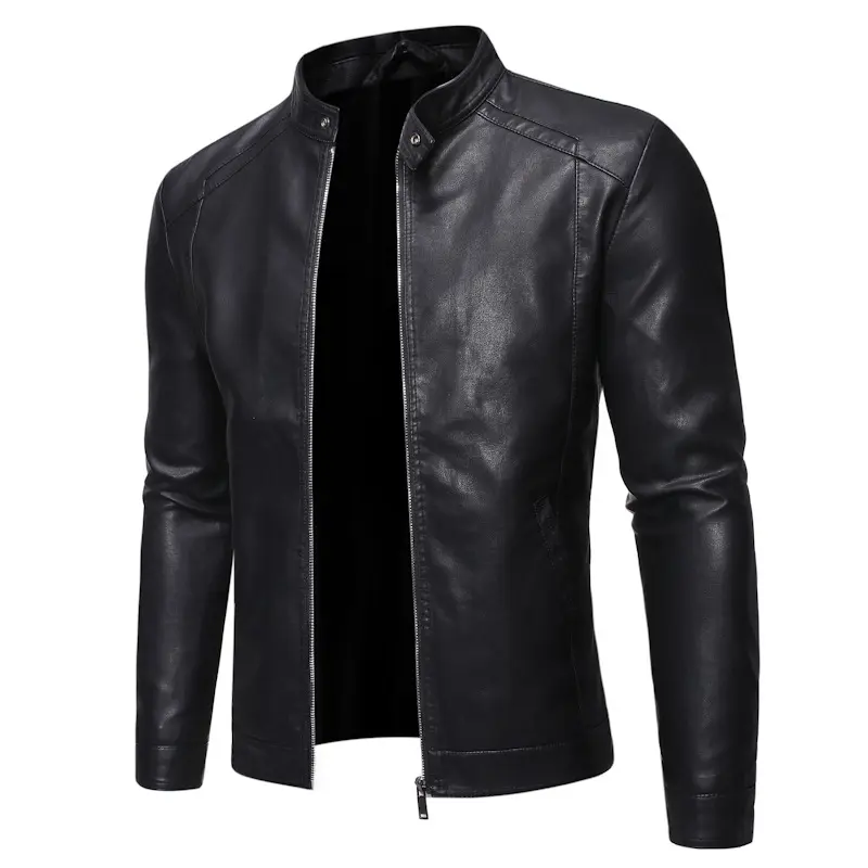 OEM Custom Design Faux Leather Jacket Motorcycle Men's Jackets Black Jaqueta De Couro Masculina Outwear Male PU Leather Coats