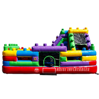 Structure gonflable commerciale combinée pour enfants : château gonflable et parcours d'obstacles à louer