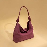 Sac chic coréen léger à porter à l'épaule ou sous le bras ; Sac grande capacité pour femme ; Nouveau sac en PU mat et velours
