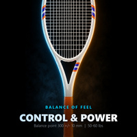 Raquette de tennis en fibre de carbone Influence 290g, cordage en nylon extra dur, grip G2, 300mm+, équilibre, pour joueurs amateurs, entraînement de puissance
