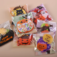 Sacs OPP autocollants pour Halloween, motif citrouille, fantôme, chat, sacs en plastique transparent pour bonbons, biscuits, friandises, emballages cadeaux pour fêtes
