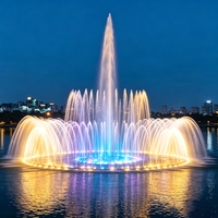 Fontaine musicale programmable d'extérieur avec jets d'eau dansants, motifs d'eau personnalisés et éclairage LED – Conception et réalisation