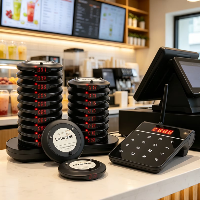 Portable Paging System with Vibration for Hotel Bar Cafe & Restaurant Scenarios-Wireless Queue Management Set