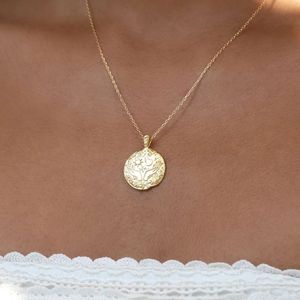 Colliers pendentifs minimalistes en argent sterling 925 martelé avec visage de lune et de soleil, bijoux pour femmes et hommes, pendentif d'amitié en or - Product Image 4