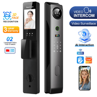 Serrure de porte intelligente 3D avec reconnaissance faciale, empreinte digitale, mot de passe, carte, clé, télécommande, numérique, Tuya WiFi, avec caméra pour la maison