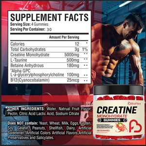 Gomitas de Creatina Monohidratada con Sabor a Fresa de 5g, Marca Privada al por Mayor, Sin Azúcar, Suplemento de Creatina de 5000mg para Adultos Hombres - Product Image 3