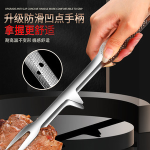 AkL 316L Stainless Steel Grilling Tongs With Fork Long Handle 2 In 1 <b>BBQ</b> Tool For Steak And Large Food Items - Product Image 3