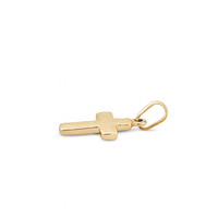 Colgante Religioso de Cruz Cristiana Hecho a Mano en Oro de 14K, Pequeño, Texturizado, Granulado, Amarillo, Unisex, para Mujeres, Hombres y Niñas, para Uso Diario