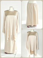 Meilleure Vente : Ensemble Abaya 2 Pièces Soyeux et Brillant à Ourlet Irrégulier pour Femme, Robe Musulmane pour Ramadan, Iftar, Banquet, Visite Familiale, OEM & ODM