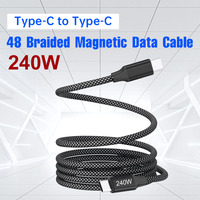 USB C C Charge rapide 60W Pd Câble de données de charge magnétique Veste en nylon pour téléphone Ordinateur magnétique enroulé de type C à remontage automatique