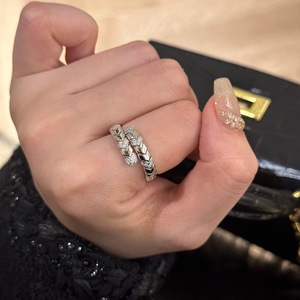 Bague serpent en argent pur S925, style rétro vintage haut de gamme, plaqué or 18 carats avec ressort et diamants incrustés, bague de niche - Product Image 2