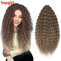 Extensions de Cheveux Tressés Ombrés Blonds en Fibres Synthétiques Résistantes à la Chaleur, Boucles Africaines, Crochet, Ondulation Profonde, 22-30 Pouces