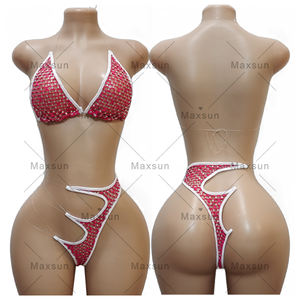 ملابس راقصة بتصميم Maxsun ملابس رقص مثيرة مثيرة للفتيات بيكيني من قطعتين ملابس رقص غريبة من حجر الراين - Product Image 2