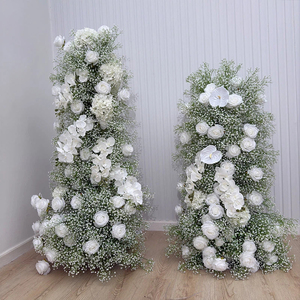 Composition florale blanche et bleue, arche de fleurs de gypsophile rose pour toile de fond de scène de mariage, décoration d'événements et de fêtes d'anniversaire - Product Image 3