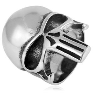 yunnique Skeleton Men's <b>Titanium</b> Steel <b>Ring</b> Silver Full Size 213050 Geometric Design Gift Jewelry - Product Image 1