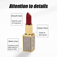 Rouge à lèvres solide hydratant minéral végétalien personnalisé HKH, tube diamanté scintillant, waterproof, nude, haute pigmentation, velours, longue tenue