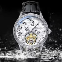 Montre Chenxi New 6029, design tendance, montre homme luxe or tourbillon, bracelet en cuir, montre automatique mécanique pour homme